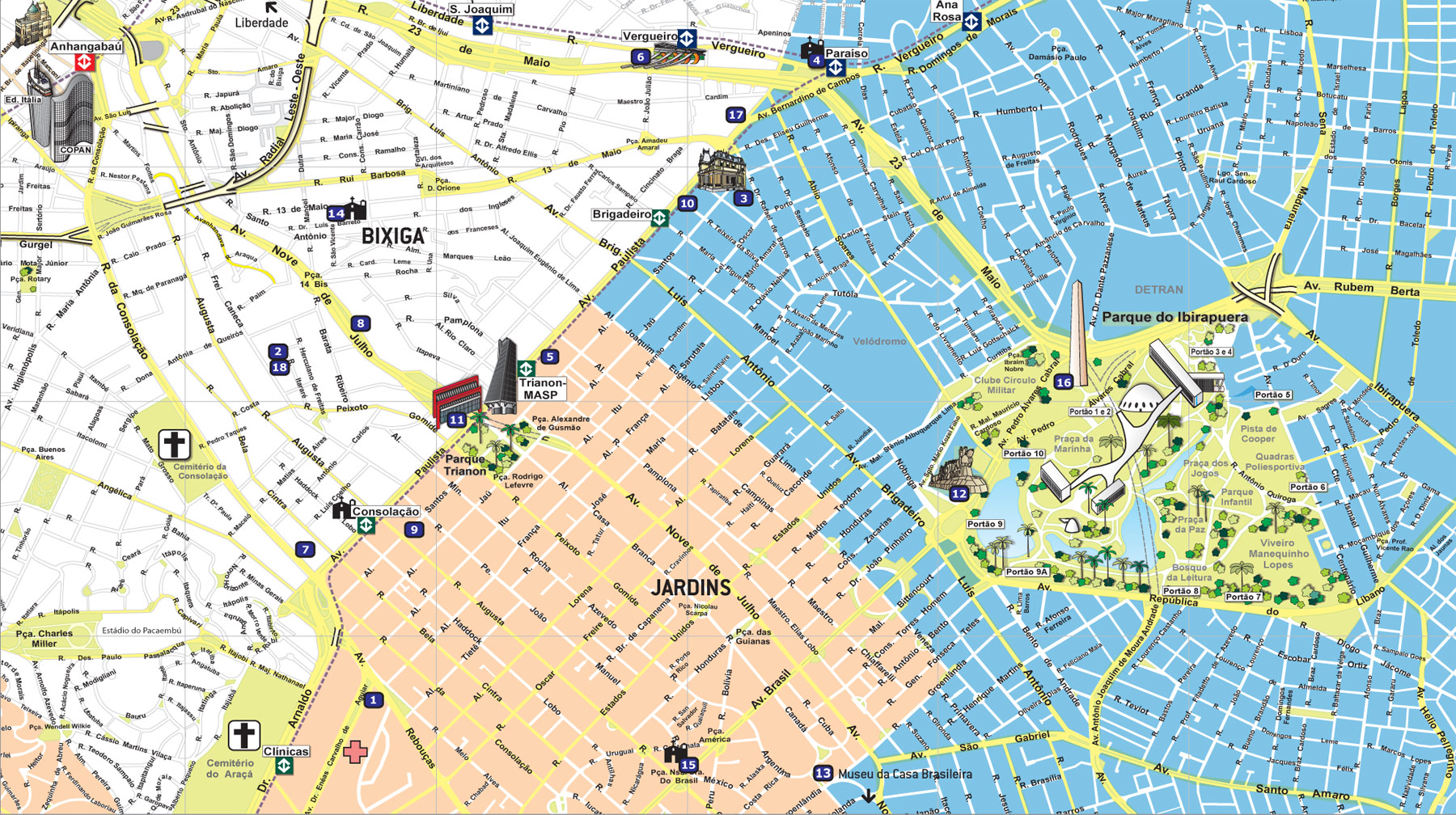 Mapa Jardins, São Paulo